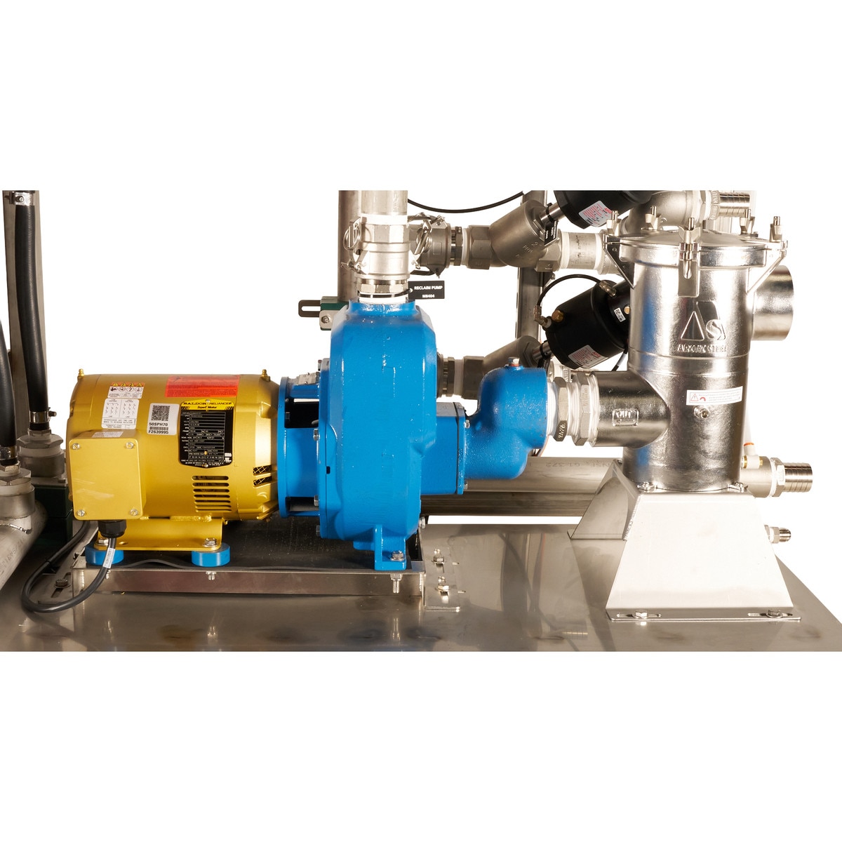close view of blue pump